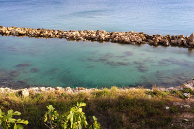 Scenic view of sea and rocks