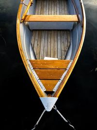 High angle view of boat moored in lake