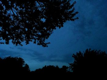 Low angle view of silhouette trees against sky