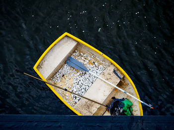 High angle view of boat in lake