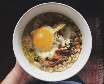 High angle view of breakfast served in bowl