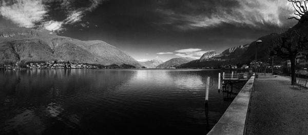 Scenic view of lake against sky