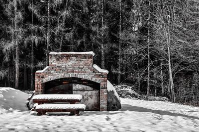 Snow covered landscape in forest