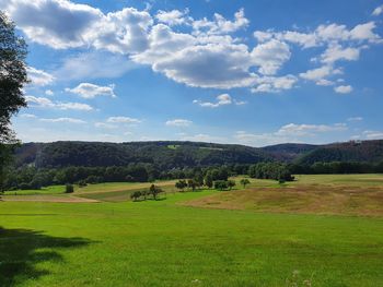 Scenic view of field against sky