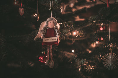 Close-up of decorated christmas tree