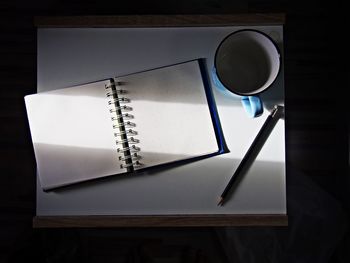 High angle view of pen on table