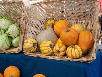 High angle view of fruits in basket