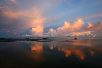 Reflection of clouds in sky during sunset