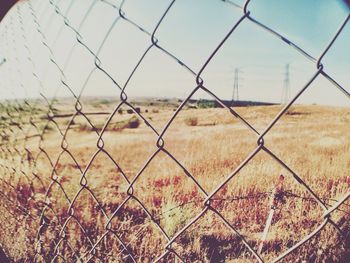 Chainlink fence on field