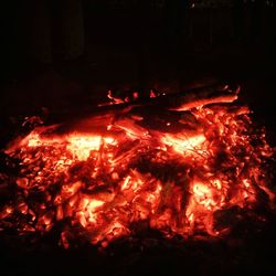 Close-up of fire in the dark