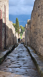 Footpath amidst buildings in city