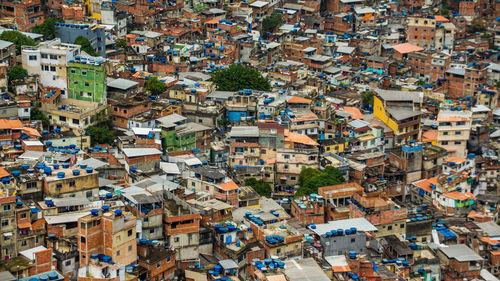 High angle view of buildings in favela rocinha 