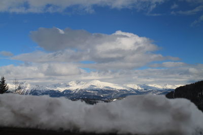 Scenic view of snowcapped mountains