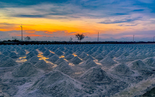 Scenic view of field against sky during sunset