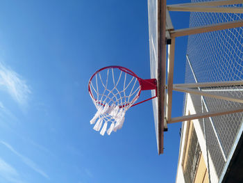 Low angle view of basketball hoop against sky