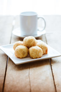 Close-up of breakfast on table