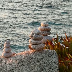 Close-up of pebbles on sea shore