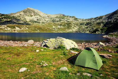 Scenic view of mountains against clear sky