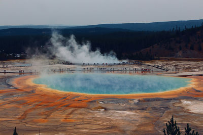 Scenic view of hot spring at yellowstone national park