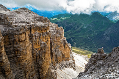 Pordoi pass from piz boè, sella unesco dolomite, trentino alto adige, italy