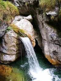 Scenic view of waterfall in forest