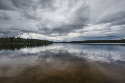 Scenic view of lake against sky