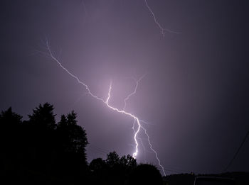 Low angle view of lightning in sky