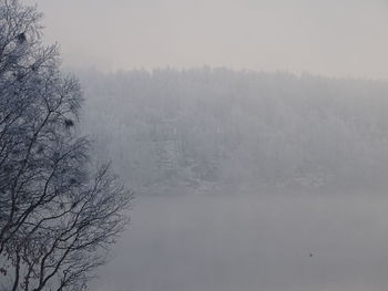 Scenic view of lake against sky during winter