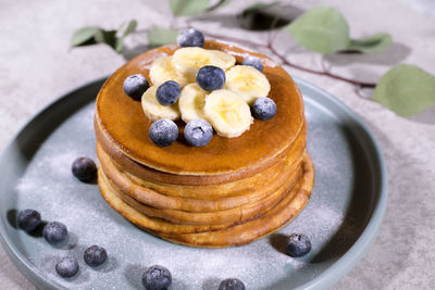 High angle view of breakfast in plate