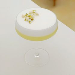 High angle view of beer glass on table