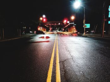 View of city street at night