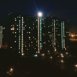 City lit up at night