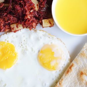 Close-up of breakfast served on table