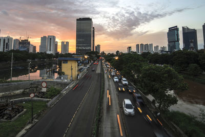 High angle view of city street