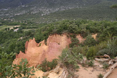 High angle view of rocks on land