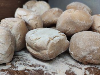 High angle view of eggs in container on table