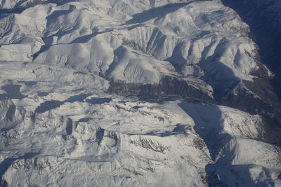 High angle view of snowcapped mountain