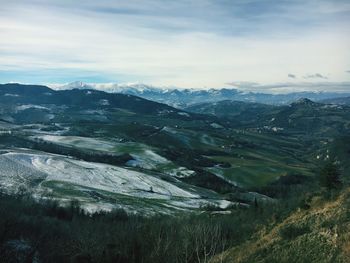 Scenic view of mountains against sky