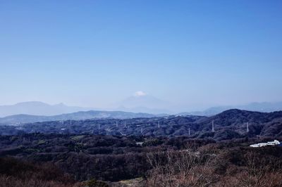 Scenic view of mountains against clear sky