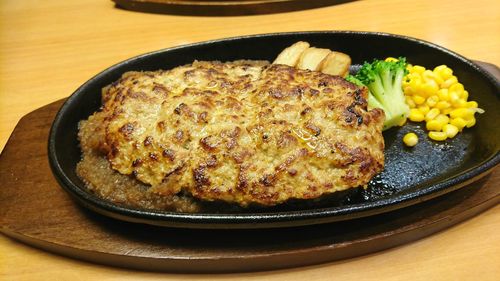 High angle view of food in plate