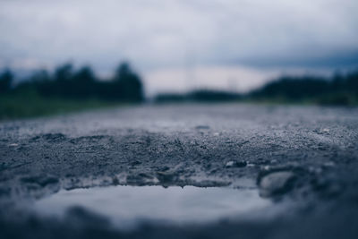 Surface level of road on field during rainy season