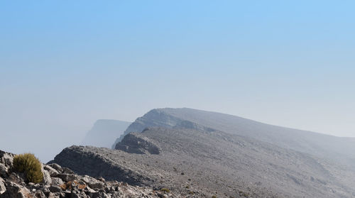 Scenic view of mountains against clear sky