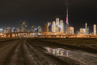 Illuminated city at night