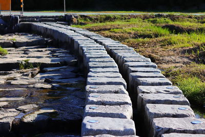 Surface level of stones on field