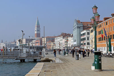 View of riva degli schiavoni on grand canal venice, italy, may 2021.