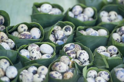 Full frame shot of quail eggs