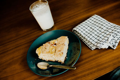 High angle view of food on table