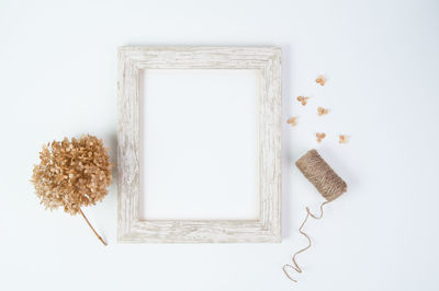 High angle view of food against white background