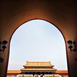 Low angle view of building against clear sky