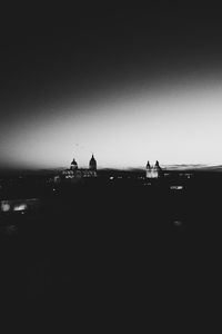 Silhouette of building against clear sky